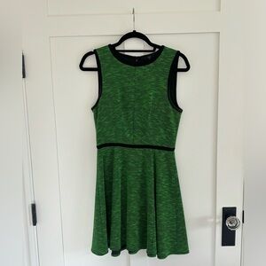 Tibi Sleeveless Green & Black Knit Mini Dress, Size US 4, Fit & Flare Style